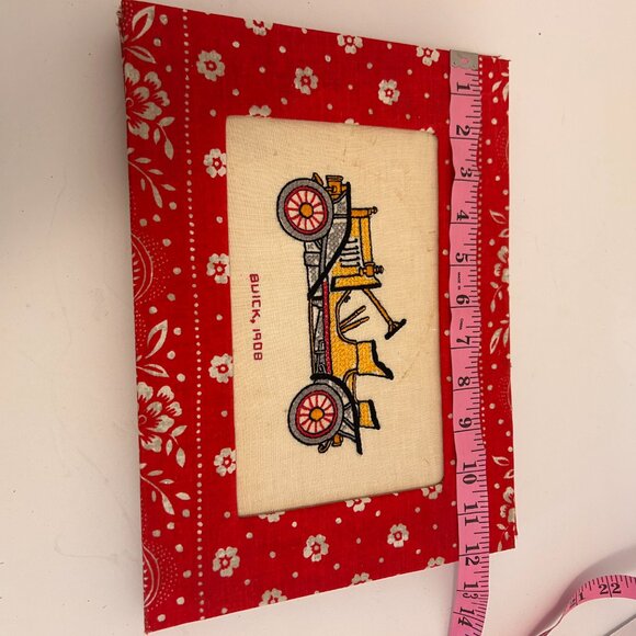 4-Vintage 1970s Embroidered Classic Cars | Handmade Framed Fabric Pane - Picture 4 of 9